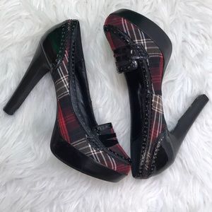 Lulu Townsend Red plaid women Goth heels 8